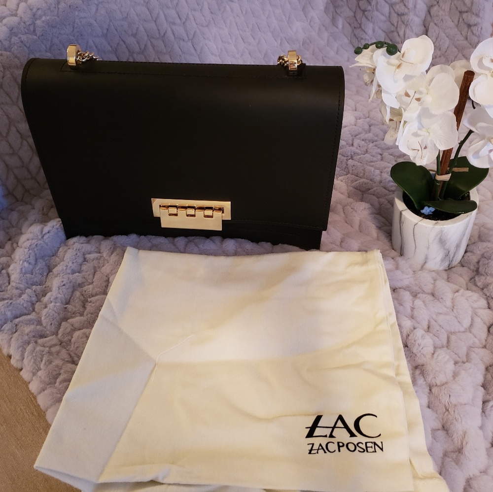 NEW ZAC Zac Posen Earthette Large Shoulder Black